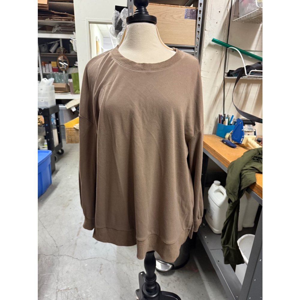 Women's Unbranded Brown Long Sleeve Shirt 2XL sweatshirt slits